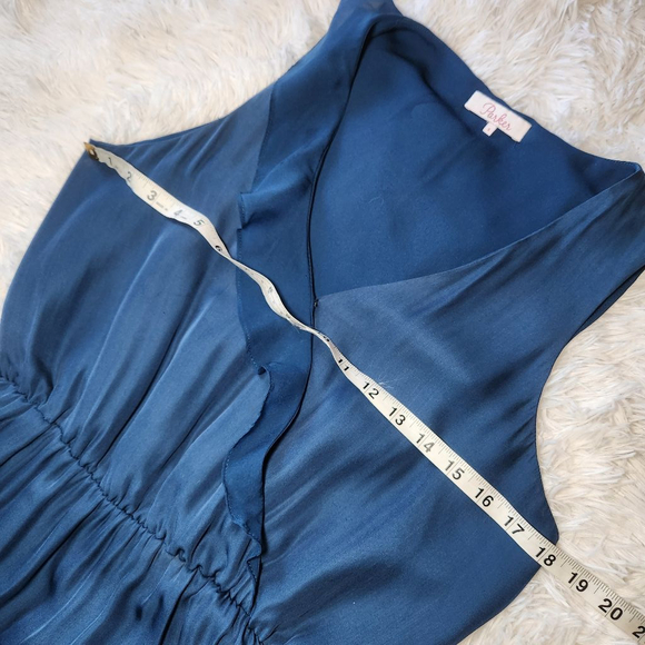 Parker Silk Blend V Neck Ruffle Mini Dress - Picture 5 of 13